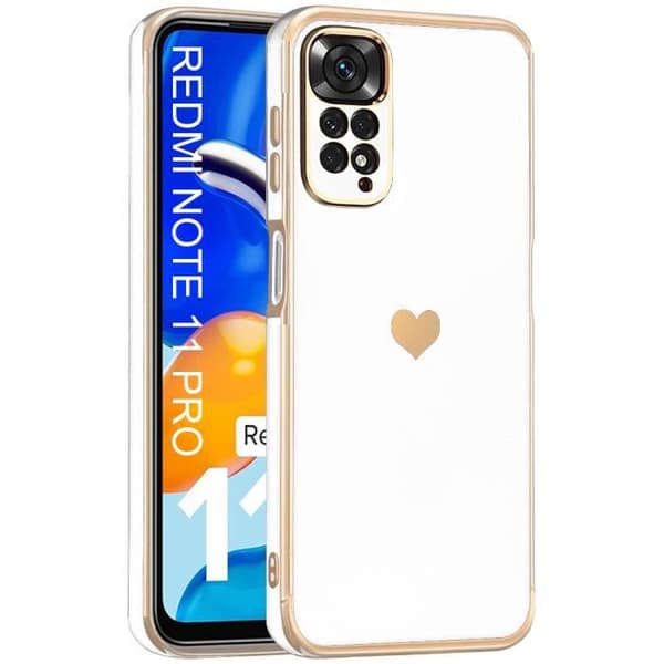 Coque - Xiaomi - Redmi Note 11 Pro - Stöttålig - Hjärtmönster - Vit Silikon Vit