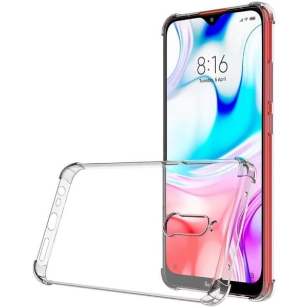 Coque til Redmi 8A (6,2") - E.F.CONNECTION - Silikone Anti Choc - Transparent - Fleksibel - Tempereret Glas Transparent