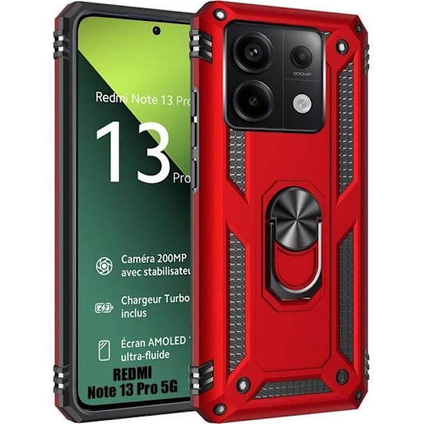 Coque - Xiaomi - Redmi Note 13 Pro 5G - Röd - Hård - Rotationsstativ 360° Röd