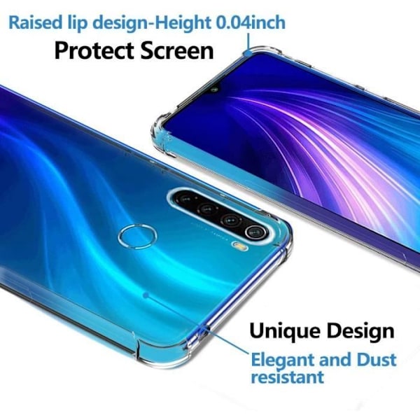 Fodral för Redmi Note 8 (6,3") Förstärkt 4 hörn Skydd Anti-chock Högt motstånd Transparent