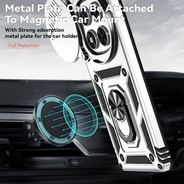 Coque + 2 Härdade Glas till Xiaomi Redmi Note 14 Pro 4G (inte för 5G) Stöt- och Represistent Hårt Silver Silver