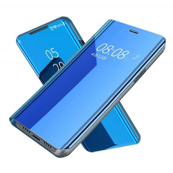 Xiaomi Redmi Note 9 Pro Max Fodral, Slim Folio Mirror Shockproof Fodral med robust skyddsstativ för Redmi Note 9 Pro Max, Blå