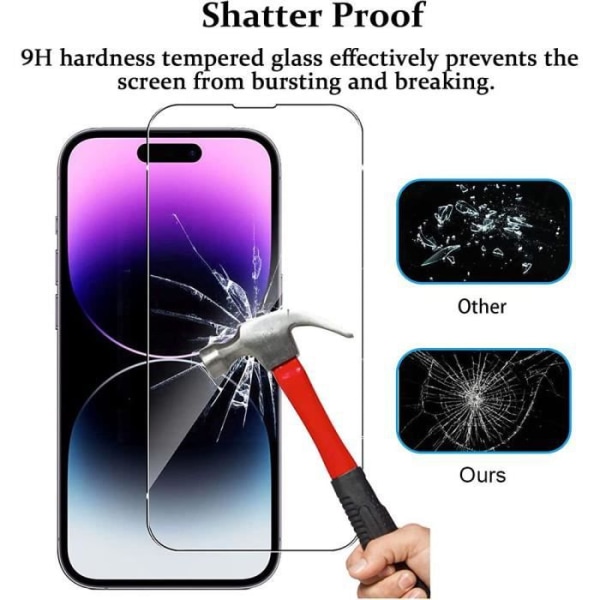 Härdat glas för iPhone 14 Pro (6,1 tum) Enkel installation Anti-scratch Pack om 3