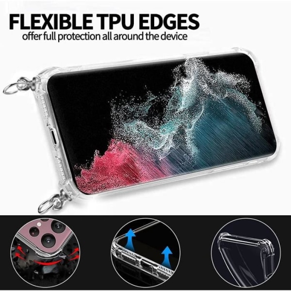 Fodral för Xiaomi Mi 11T Pro 5G (6,67") Tunn TPU Stötsäker Anti-Scratch Transparent medföljer Lanyard Rosa Transparent-rosa