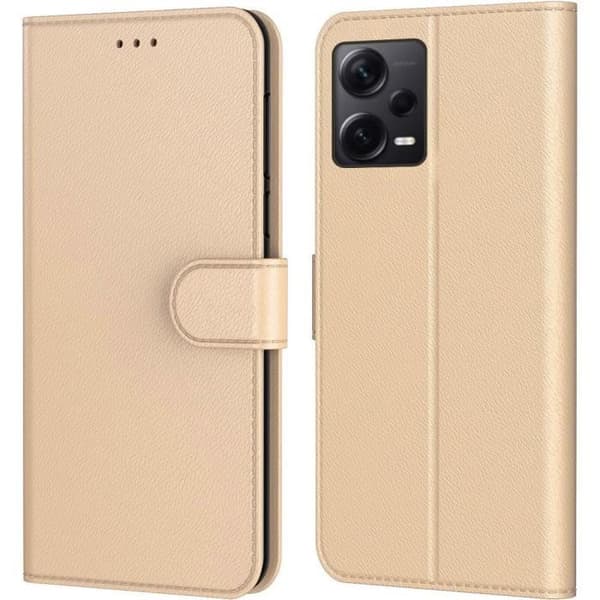 Skyddsskal - E.F.CONNECTION - för Redmi Note 12 Pro 5G - Guld - Läderlook - Semi-rigid gyllene