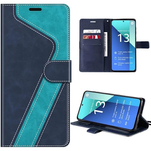 Coque - E.F.Connection - Redmi Note 13 4G - Flip Case Syntetiskt läder Blå - Stötdämpande - Magnetisk Blå