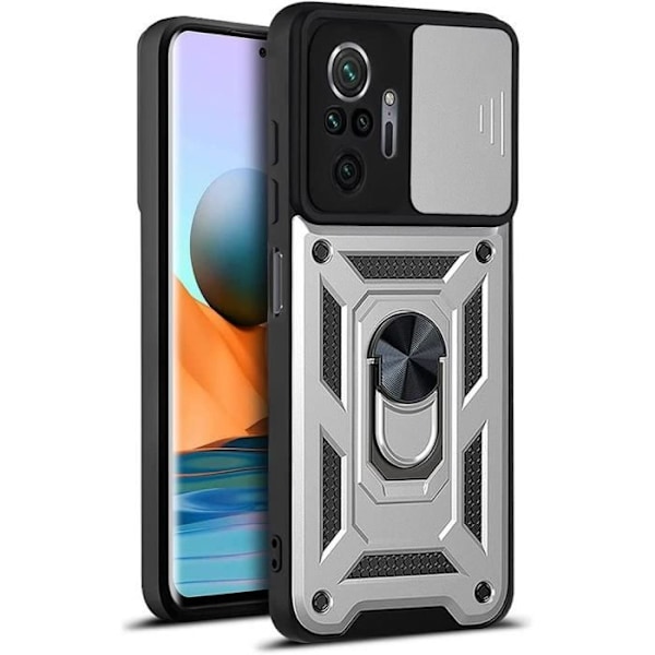 Coque - Xiaomi - Redmi Note 10 Pro 4G - Silver - Stötsäker - Ringstöd Silver