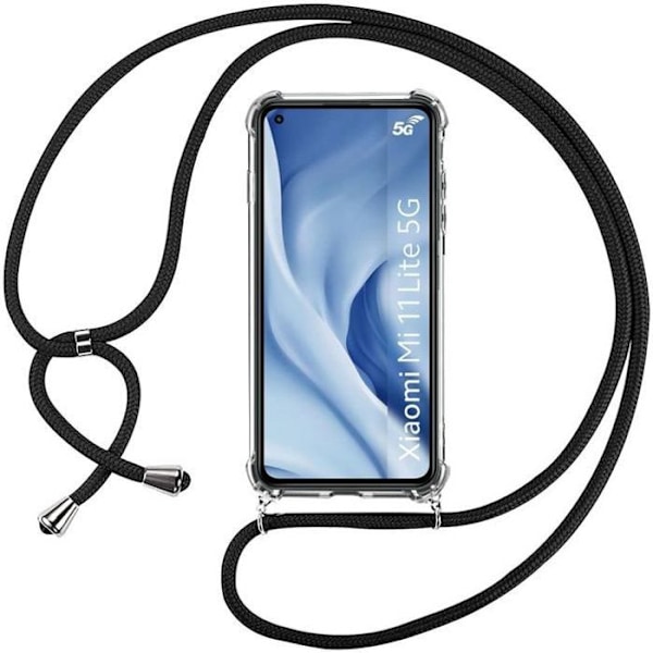 Beskyttelsesskal - E.F.CONNECTION - Xiaomi Mi 11 Lite - Blød TPU - Transparent - Sort snor Transparent-svart
