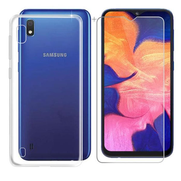 Etui - Samsung - Galaxy A10 - Hærdet glas - Silikone - Stød- og faldbeskyttelse Transparent