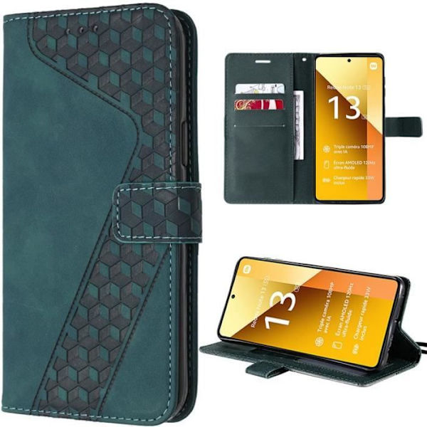 Coque för Xiaomi Redmi Note 13 5G - E.F.CONNECTION - Etui i PU-läder med kortfack - Nattgrön Midnattsgrönt