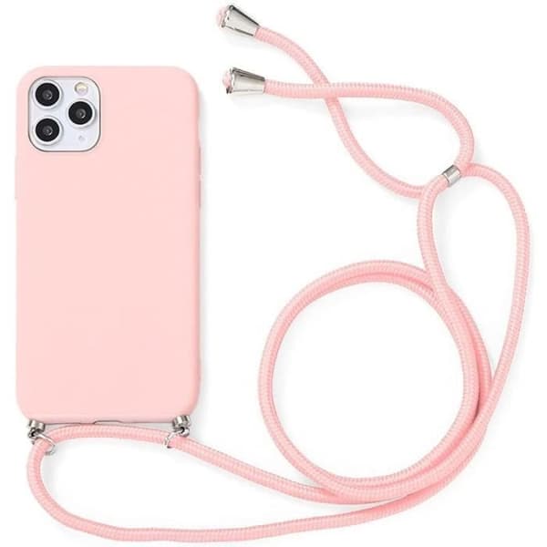 Coque - EF CONNECTION - för iPhone 11 Pro Max - Flexibel - Silikon - Rosa med Dragsnöre Rosa