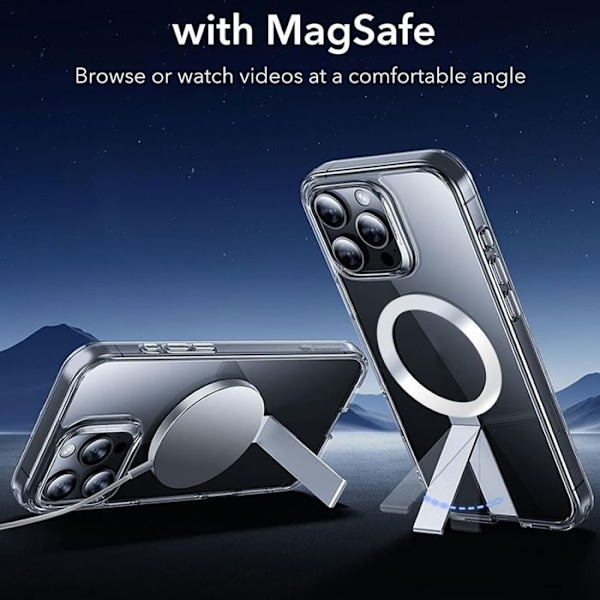 Coque til Xiaomi Redmi A1/A2 - Forstærket Silikonebeskyttelse med Foldbar Magnetisk Støtte Sølv Transparent