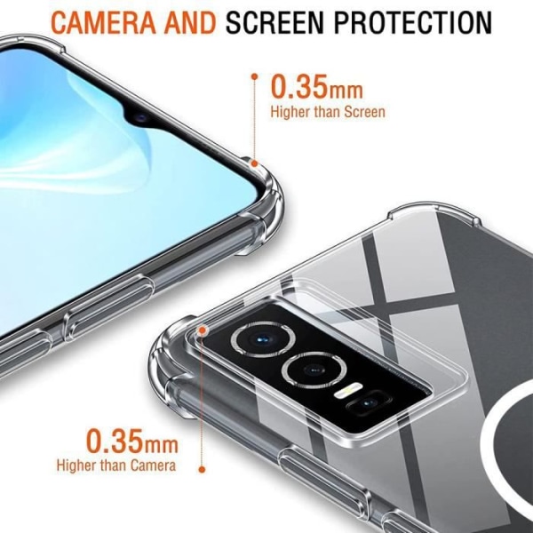 Fodral för Vivo Y76 5G med Circle Metal Shockproof Protection Transparent Transparent