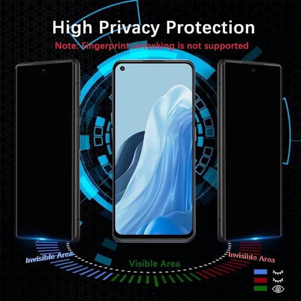 3 Anti-Spy Tempered Glasögon för OPPO Reno 7 5G Stötsäkert skydd Svart
