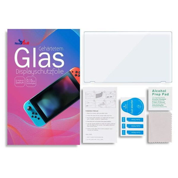 Keten Premium skärmskydd i härdat glas kompatibelt för Nintendo Switch (tillverkad med Schott härdat glas) Transparent