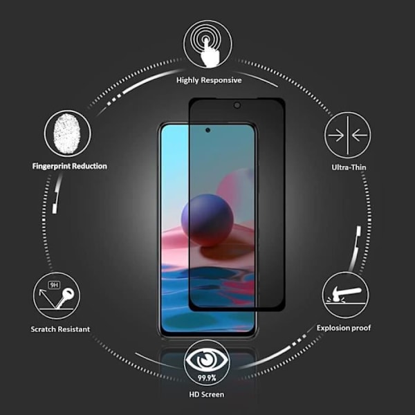 Skærmbeskytter - E.F.CONNECTION - Tempereret glas - Antispion - Sort - til Xiaomi Redmi Note 10 Svart