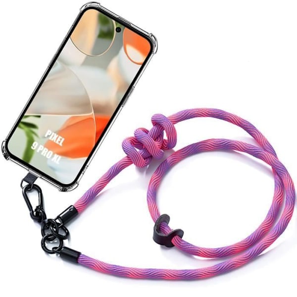 Lanyardfodral för Google Pixel 9 Pro XL, stötsäkert skydd, förstärkta hörn med robust lanyard Pink