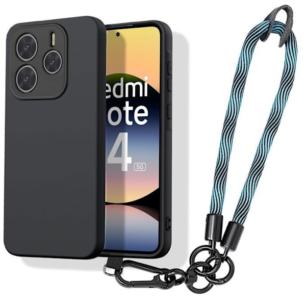 Cover til Xiaomi Redmi Note 14 5G (ikke til 4G) Silikone Anti-Ridser med Aftagelig Snor Blå Mörkblå