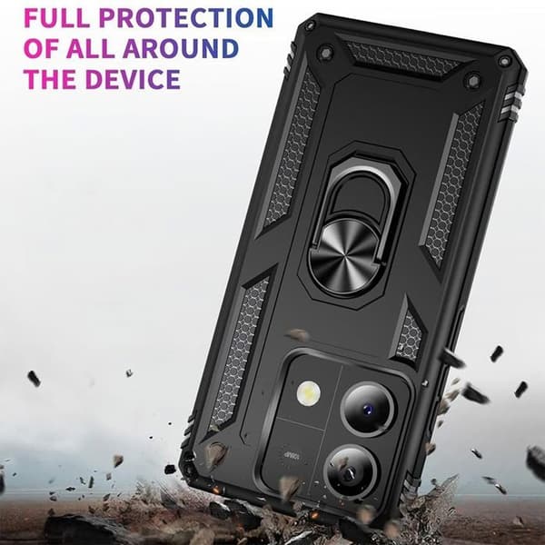 Skyddsskal - E.F.CONNECTION - För Xiaomi Redmi Note 14 5G - Rep-resistant - Styv - Med ring Svart