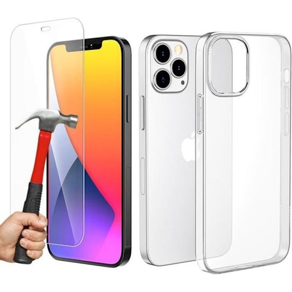 Coque til iPhone 12 Pro Max - E.F.CONNECTION - Gennemsigtig - Ridseresistent - Stødabsorberende - Tempereret glas Transparent