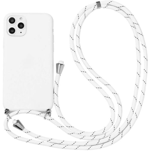 Fodral för iPhone 11 Pro Max (6,5") Mjuk silikon Anti-Shock Enfärgad färg + rem vit