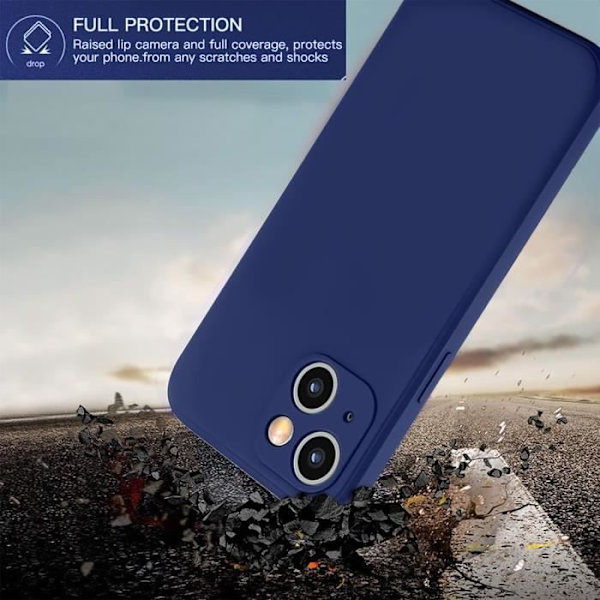 Cover til iPhone 14 Navy Blue Fuld beskyttelse 360 grader stødsikker silikone