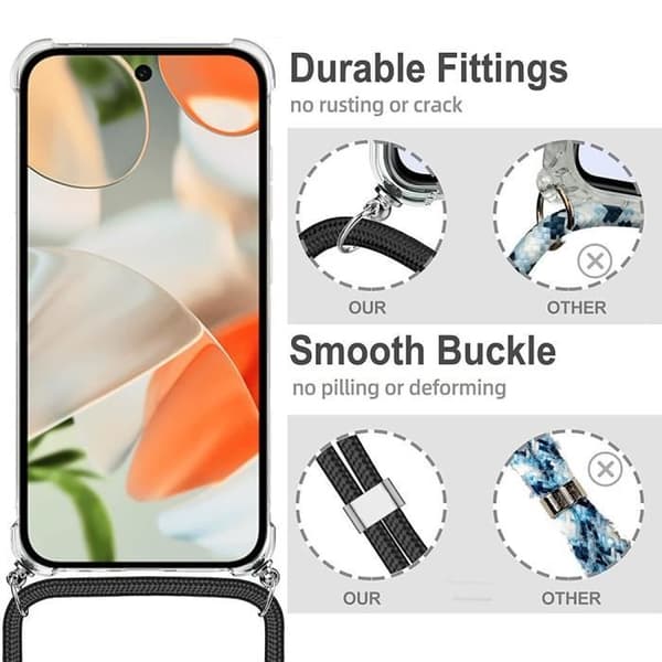 Skyddsskal - E.F.CONNECTION - för Google Pixel 9 Pro XL - Flexibelt - Transparent - Mörkgrön Snodd Transparent