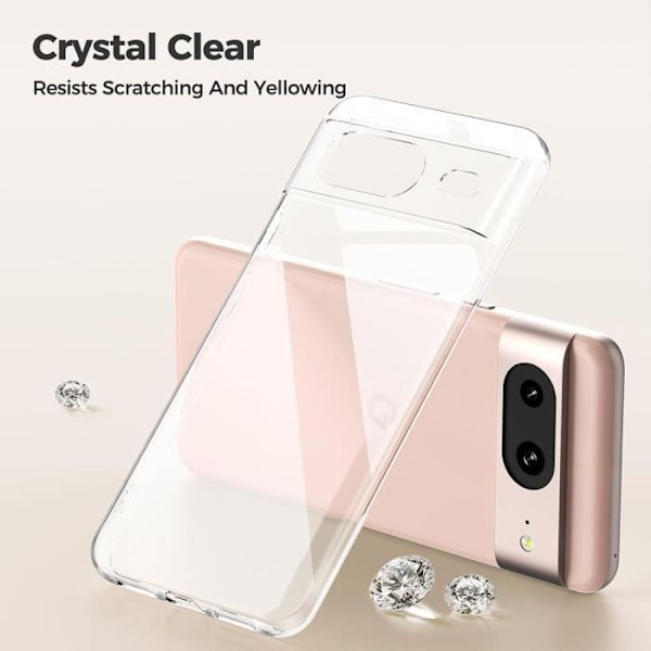 Coque - för Google Pixel 8 - Transparent Silikon - Mjuk - Stötsäker - Repfria Transparent