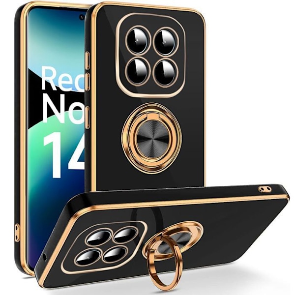 Skydd för Xiaomi Redmi Note 14 Pro Plus 5G/Note 14 Pro+ 5G - Stöttålig silikon med svart ring Svart