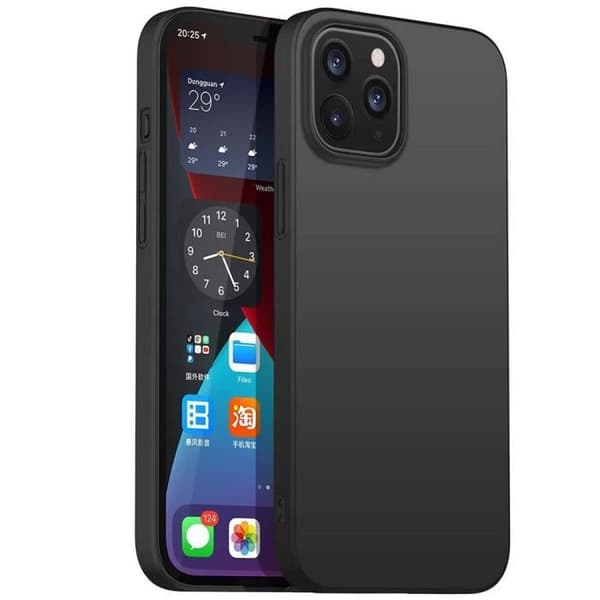 Skyddsfodral - E.F.CONNECTION - för iPhone 12 Pro Max - Mjukt silikon - Stötsäker - Lätt Svart