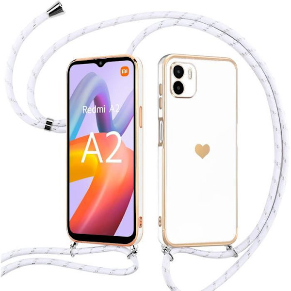 Axelremsfodral för Xiaomi Redmi A2 Anti-Shock Anti-Scratch Skyddande Silikon Vit