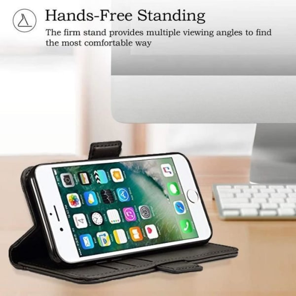 Flip Case iPhone 7 Plus (5,5"), Premium 360° Full Protection Card Slot - Svart