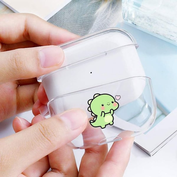 Coque til AirPods Pro 1. generation 2019, stødresistent hård gennemsigtig med dinosaurmønster Transparent