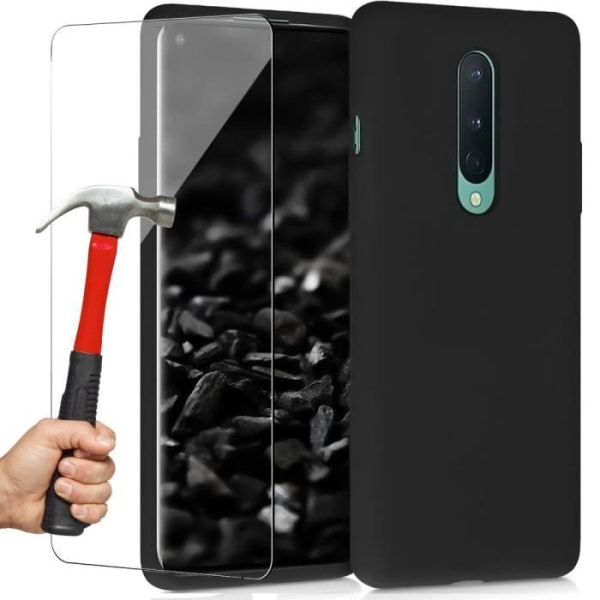 Etui til One Plus 8 (6,55") - E.F. CONNECTION - Blød sort silikone - Anti-Shock - Præcis skæring Svart