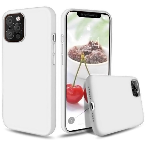 Silikonskal - E.F.CONNECTION - för iPhone 12 Pro - Stötsäker - Repfri - Härdat Glas Vit