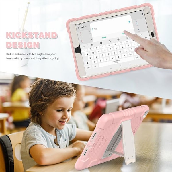 Fodral för iPad 10,2 Tum (7/8/9:e Generationen, 2019/2020/2021) Heltäckande Hybridskydd med Ställ - Rosa Rosa