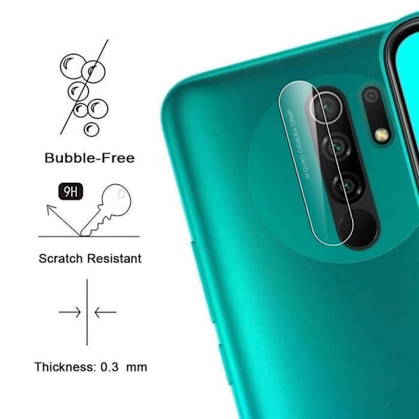 Skyddsskal - E.F.CONNECTION - för Redmi 9 - Silikon + Härdat Glas - Svart + Transparent Svart, klar