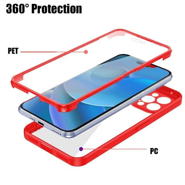 Coque - E.F.CONNECTION - för iPhone 15 Pro - 360 skydd - Repellerande - Dämpar stötar Röd