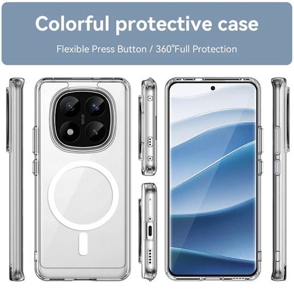 Coque för Xiaomi Redmi Note 14 Pro Plus 5G - med Magnetcirkel - E.F.Connection® Transparent