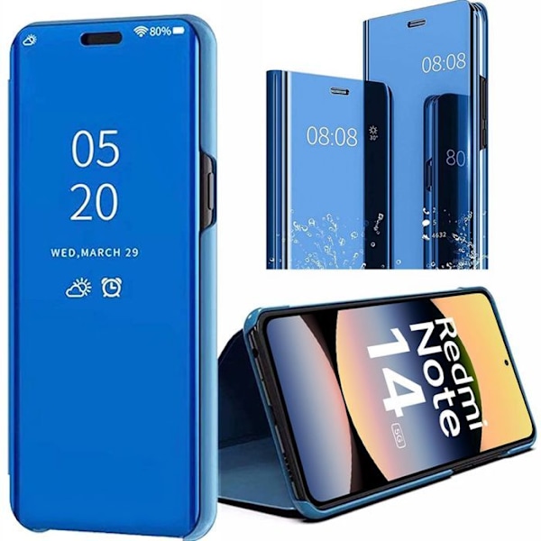 Cover til Xiaomi Redmi Note 14 5G (ikke til 4G) Front- og Bagsidebeskyttelse Smart View Blå Blå