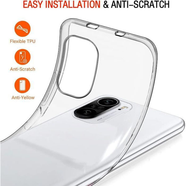 Fodral för Xiaomi Mi 11i + 2 härdade glasögon, mjukt skyddande stötsäkert silikonfodral