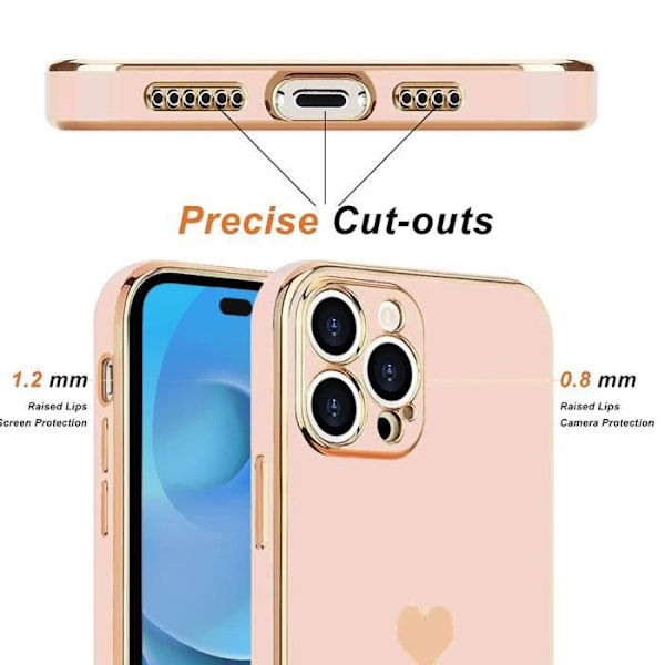TPU-fodral för iPhone 14 Pro Rosa hjärtmönster Anti-Scratch + 2 härdade glasögonskydd