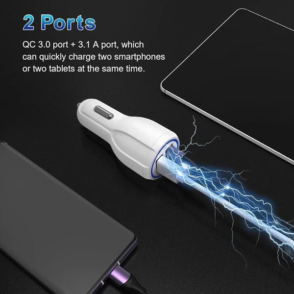 Snabbladdare för bil med dubbel USB 5v-24w - Vit - E.F.Connection® Vit