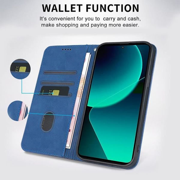 Coque - Xiaomi - 13T/13T Pro - Syntetiskt Läder - Mörkblå - Magnetisk Stängning marinblå