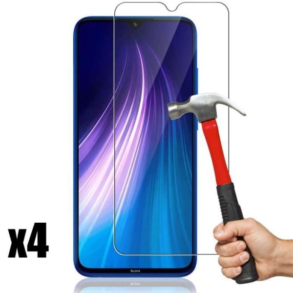 Pack 4 härdat glas Skydd för Redmi Note 8 Glass Films Skärmskydd Anti Scratch Transparent