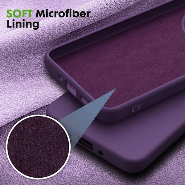 Coque för Xiaomi Redmi 14C, Silikon Mörkt Matt Effekt + 2 Härdat Glas - E.F.Connection® Mörklila