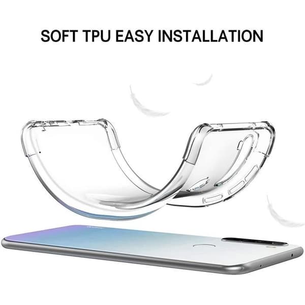 Skyddsfodral - E.F.CONNECTION - Redmi Note 8T - Stötabsorberande silikon - Transparent baksida - Härdat glas Transparent