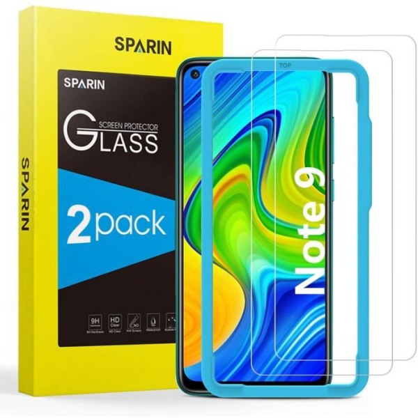 Kompatibel med Redmi Note 9 hærdet glas [Easy Alignment Tool] Redmi Note 9 skærmbeskyttelsesfilm [High Definition] [9H
