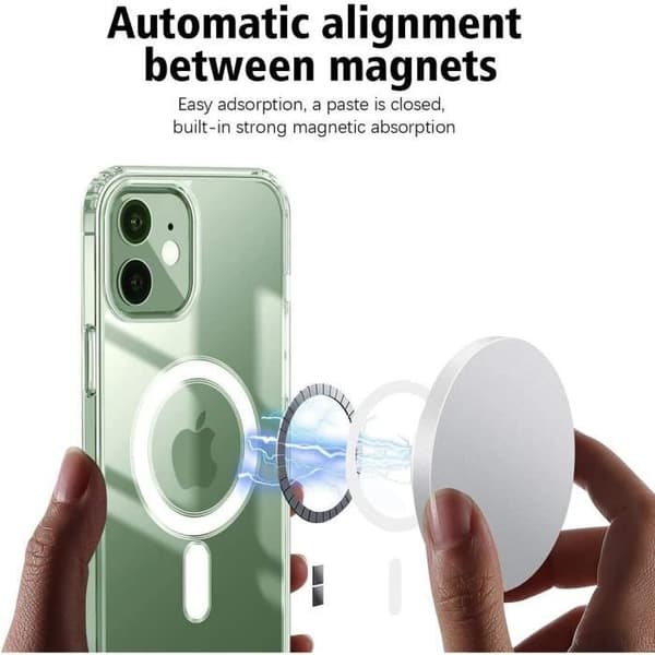 Skyddsskal - för iPhone 12 - Transparent - Stötresistent - Hård Magnetisk Transparent