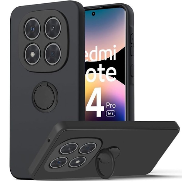 Skyddsfodral för Xiaomi Redmi Note 14 Pro 5G (inte för 4G) Stötabsorberande TPU Mjuk Med Svart Ring Svart